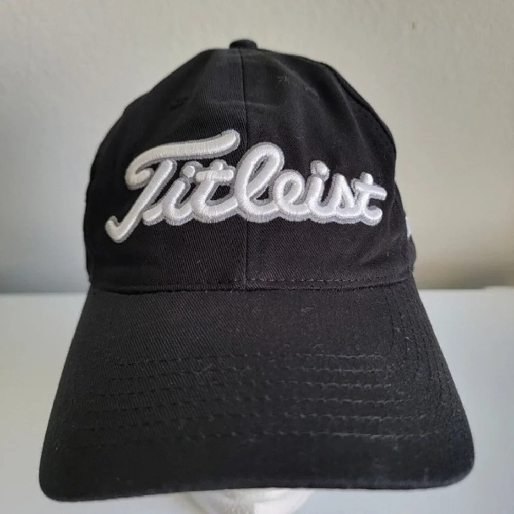 Titleist FootJoy FJ Golf Strapback Hat‎ Cap Logo Black Silver Adjustable Men